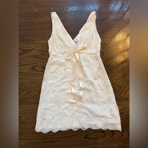 Miguelina Silk Cream Lace Sleeveless Dress